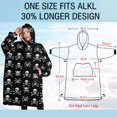 thumbnail image 4 of Oversized Wearable Blanket Hoodie,Black White Skull Cross Pattern Sherpa Blanket Hoodie with Super Pockets,Super Warm Fuzzy Pullover for Women & Men, 4 of 6