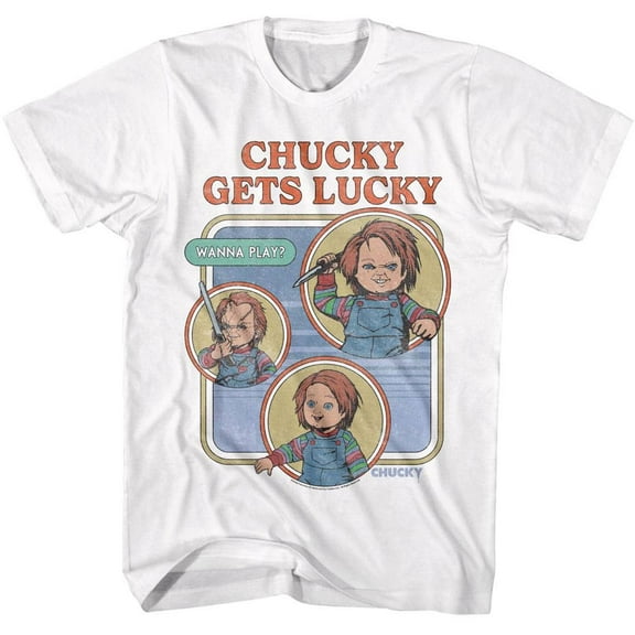 Chucky Gets Lucky Men's T Shirt (White, AdultS)