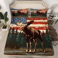 thumbnail image 2 of Homewish 3D Rustic Moose Twin Sheet Sets, Vintage American Flag Twin Fitted Sheet, Western Old Fashion Flat Sheet, Super Cozy Room Decor, 3 Pieces, 2 of 7