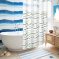thumbnail image 5 of No Hook Shower Curtain, Sage Green Stripes Shower Curtains for Bathroom with See Through Top Window, Modern Simple Gradient Waves Lines Waterproof & Washable Bath Curtain Stand Up Stall 36"x72", 5 of 9