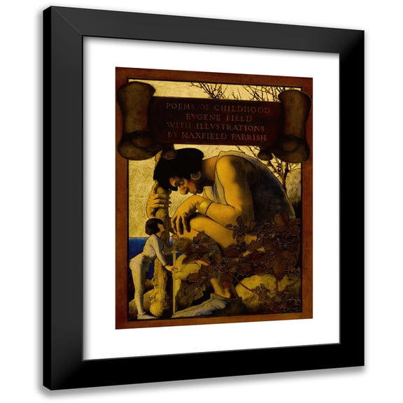 Maxfield Parrish 11x14 Black Modern Framed Museum Art Print Titled - Giant with Jack at His Feet (Poems of Childhood) (1904)