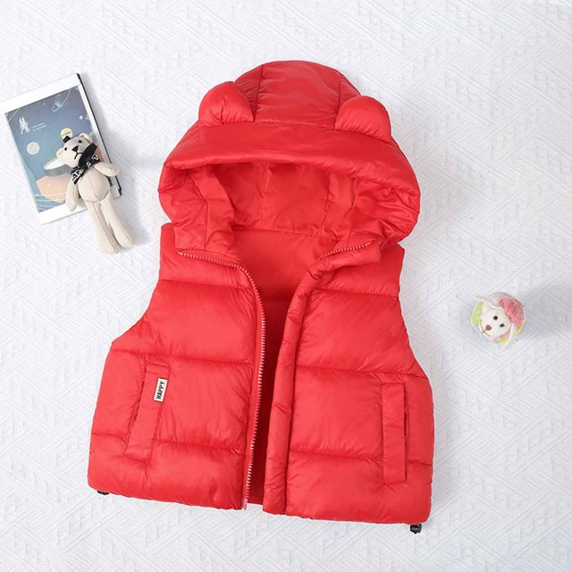 RXIRUCGD Veste Sans Manches à Capuche Épaisse pour Enfants (Rouge, Taille : 3 Ans)