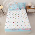 thumbnail image 4 of Erosebridal Cartoon Cats Zipper Queen Comforter Set with Fitted Sheet and 2 Pillowcases,Kawaii Animal Paw Rpint Zipper Bedding Set,Blue Pink Orange,Reversible, 4 of 6