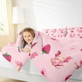 thumbnail image 3 of jejeloiu Cartoon Animal Axolotl Bedding Comforter Set,Cute Strawberry Heart Twin Comforter Sets,Pink Green Bedding Set For Girls Kid,Breathable Bedroom Decor Reversible,2 Pieces, 3 of 7