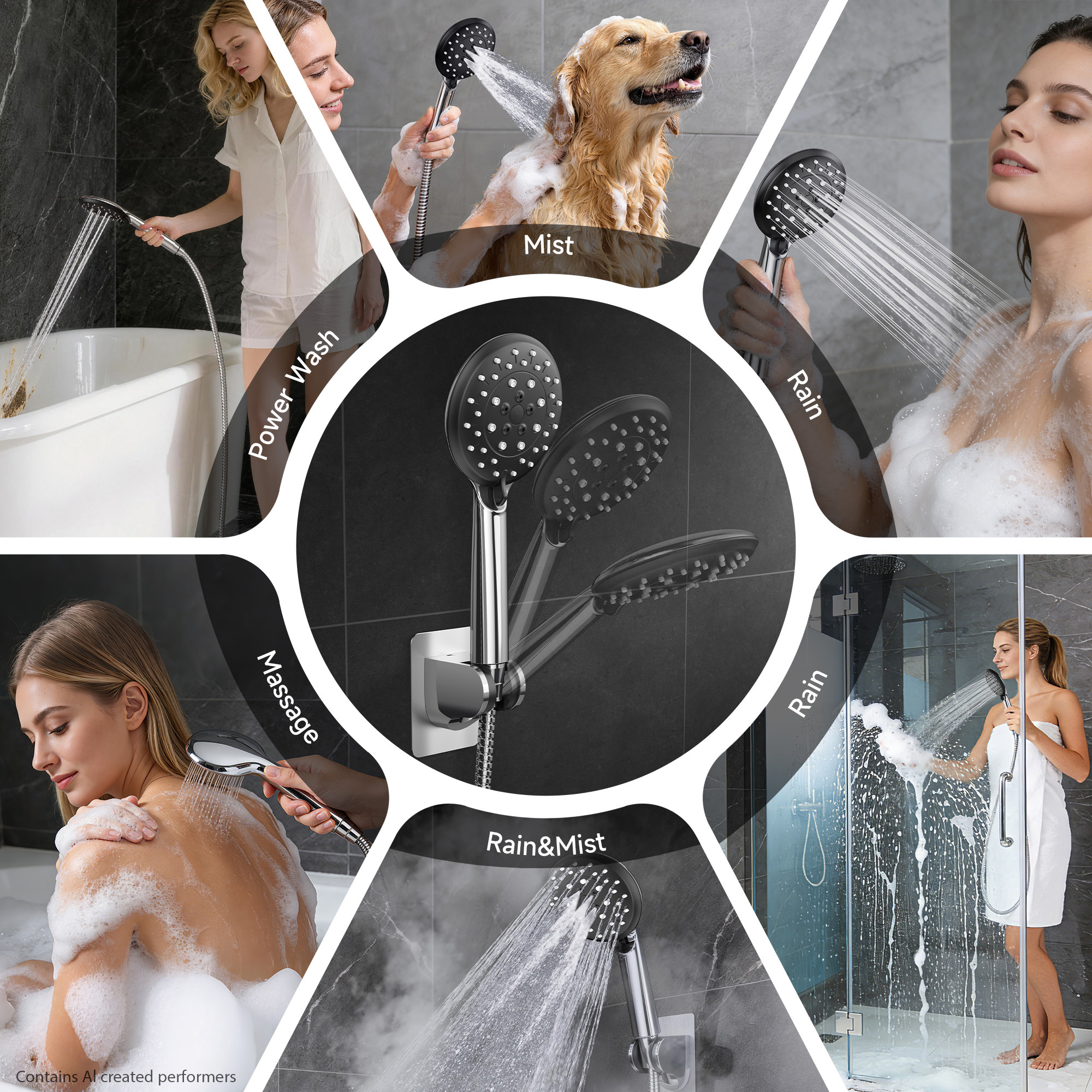 Veken High Pressure Rainfall Shower Head Combo photo 3