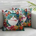 thumbnail image 3 of Patifu   Cat Throw Pillow Cushion Cover, Kitty Surrounded by Birds Flowers Ladybugs Inspirational Folk Theme, Decorative Square Accent Pillow Case,   Multicolor Seafoam 22x22in, 3 of 5
