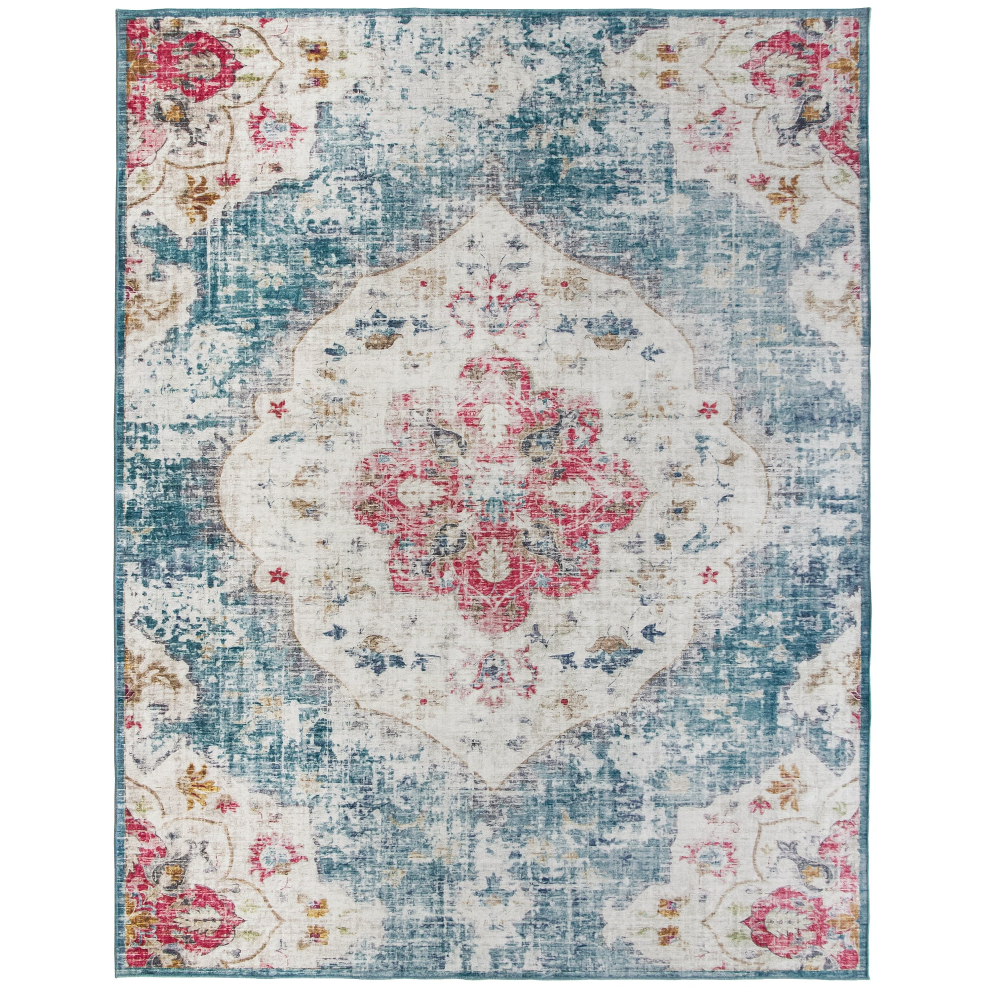 ReaLife Rugs Machine Washable Printed Vintage Distressed Bohemian Light