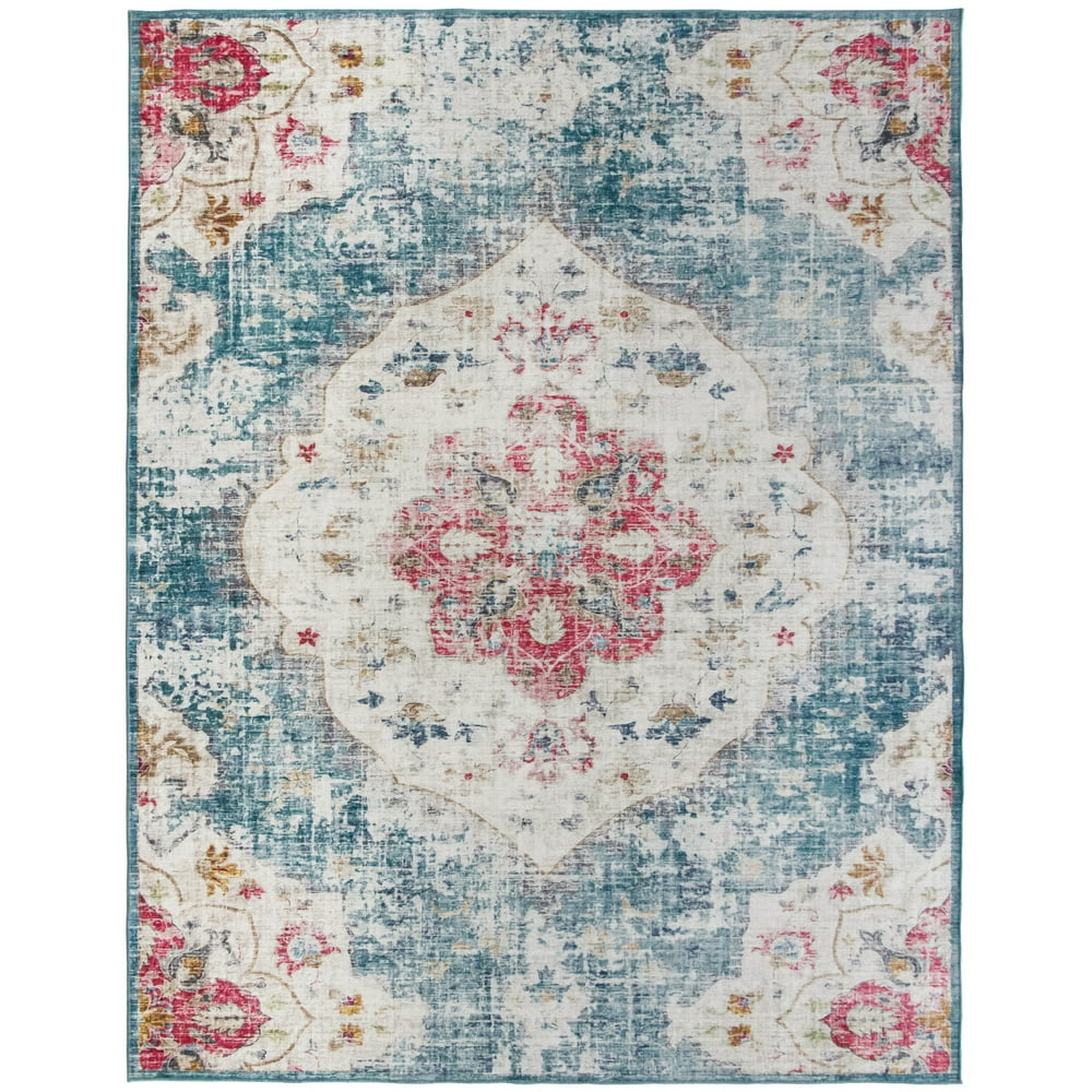 ReaLife Rugs Machine Washable Printed Vintage Distressed Bohemian Light