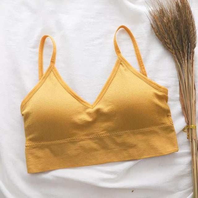 para mujer sin costuras es acolchados para mujer Tops con correa elástica s Chaleco en Amarillo Soledad Chaleco Bralette para mujer