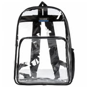 K-Cliffs Unisex Clear Backpack See Through School Bags Basic Transparent Student Bookbag, Black