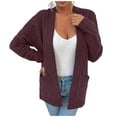 thumbnail image 1 of Styesk Cardigan Sweaters for Women Open Front Chunky Long Cardigans Casual Loose Fit Crochet Sweaters Versatile Solid Color Fall Outfits Comfy Long Sleeve Knit Cardigans with Pockets, 1 of 5