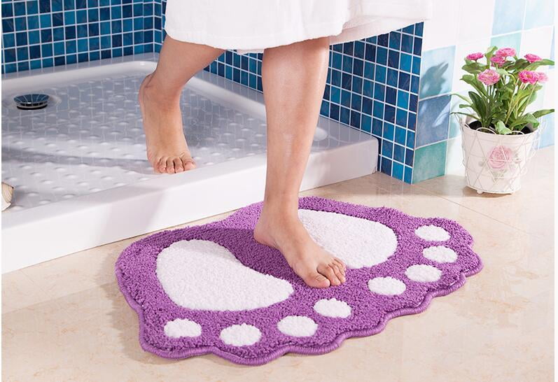TOPCHANCES Non Slip Bath Toilet Mat Cute Big Feet Bathroom Shower Rugs