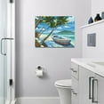 thumbnail image 2 of Beach Boat Palm Tree Decor Wall Art Beach Sea Ocean Theme Pictures Wall Decor Canvas Painting Prints Artwork Home Decorations Framed for Bathroom Kitchen Bedroom Living Room 16"x12", 2 of 6
