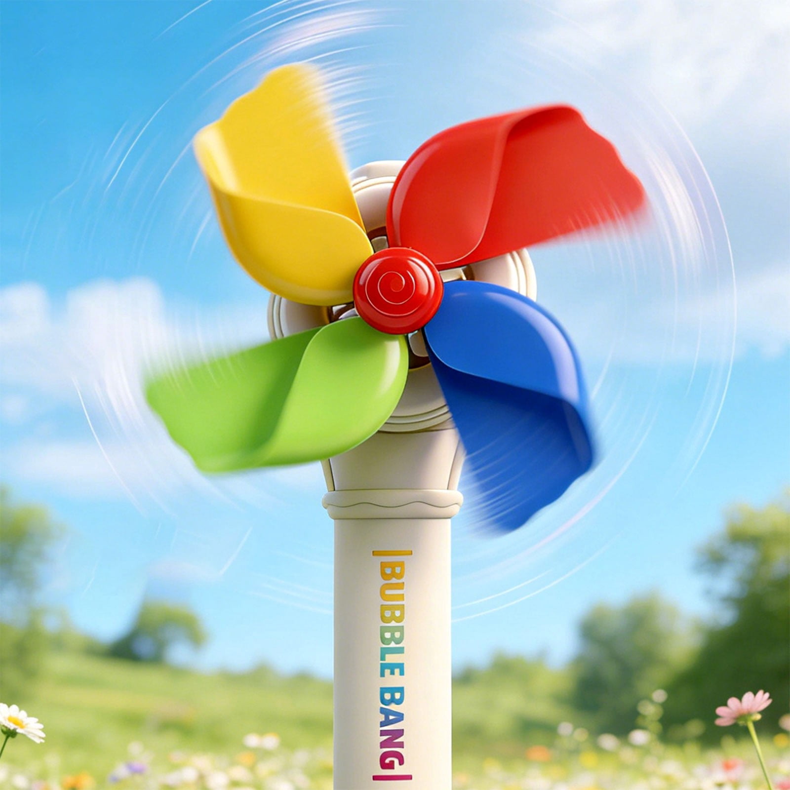 VKLU 2 Pack Windmill Bubble Machine Set, USB Rechargeable Bubble Blower with Colorful Lights, Leak-Proof Handheld Bubble Wand for Outdoor