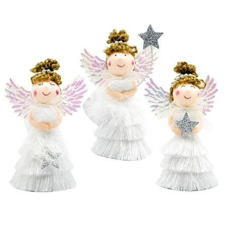 

harmtty Christmas Tassel Skirt Angel Girl Doll Pendant Creative Xmas Hanging Decorations