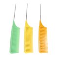 thumbnail image 1 of Metal Tail Comb, Glossy Round Long Lasting Professional Reliable Convenient Practical Parting Comb  For Individual Hairdressing For Barber Shops For Salon Set 1,Set 2,Set 3,Set 4, 1 of 8