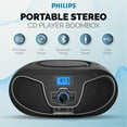 thumbnail image 3 of Philips Bluetooth Portable Boombox with Top-Loading CD Player, FM Radio, USB Playback, and Dynamic Bass Boost - Black, 3 of 7