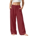 thumbnail image 2 of Lovzfmll Girl's Pants, Linen Drawstring Wide Leg Loose Fit with Pockets, Casual Pants for Little Girls 7-8 Years, 2 of 10