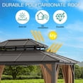 thumbnail image 5 of 10'x12'/10'x13' Hardtop Gazebo, Outdoor Polycarbonate Double Roof Canopy, Aluminum Frame Permanent Pavilion with Curtains and Netting, Sunshade for Garden, Patio, Lawns, 5 of 8