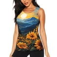 thumbnail image 1 of Fotbe Elegant Sunset Sunflower Blusas Sin Mangas para Mujer – Estilo Casual, Corte Suelto, Slim-Fit, Cuello Redondo Deportivo, Tops de Verano para Gimnasio y Yoga-Large, 1 of 7