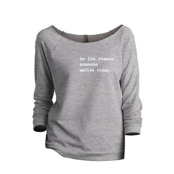 Reason Smile Today Women's Fashion Slouchy 3/4 Sleeves Raglan Lightweight Sweatshirt Sport Grey 2X-Large