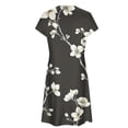 thumbnail image 5 of Puntoco Vestido De Cuello Redondo De Manga Corta Suelto Casual Con Estampado Botánico De Verano Para Mujer Negro L,Regalos Para Mujer Joven, 5 of 5
