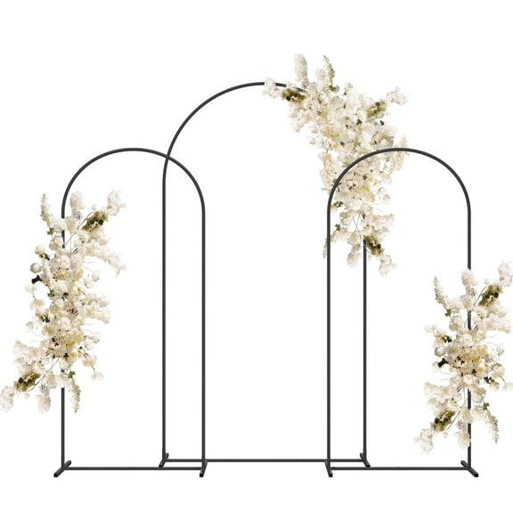Three combinations of arched flower garlands in black (7.3FT, 2 6FT)