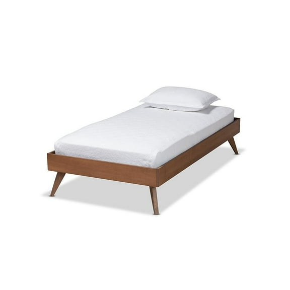 Baxton Studio Lissette Mid-Century Modern Ash Walnut Finished Wood Twin Size Platform Bed Frame