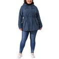 thumbnail image 2 of Agnes Orinda Women's Plus Size Rain Jacket Waterproof Fleece Lined Jackets Hooded Windbreaker Long Coat with Pockets 3X Navy Blue, 2 of 6