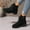 Black, variant on BLTIBY Womens Ankle Boots Fall Low Heel Flock Round Toe Lace up Boot Fashion Comfortable Side Zip Booties Yellow 37