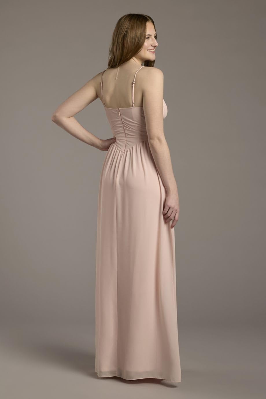 Kirablend Serena Chiffon Spaghetti Strap A-Line Maxi Dress with Slit