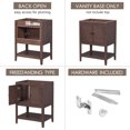 thumbnail image 2 of 24" Modern Sleek Bathroom Vanity, Freestanding Wood Bathroom Storage Cabinet with 2 Doors and Open Style Shelf for Girls and Wemen, (Single Vanity Only), Brown, 2 of 9