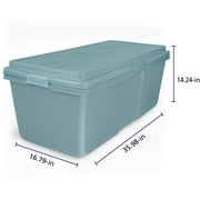 Hefty 28.3 Gallon Plastic Garage Storage Tote, Smoke Blue, Set of 4