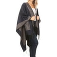 thumbnail image 5 of Sakkas Avi Women's Reversible Open Front Poncho Cardigan Ruana Cape Shawl W/Fringe - Border Blue - One Size Regular, 5 of 7