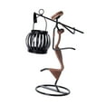 thumbnail image 4 of Lámpara de mesa con forma de vela, candelabro de metal, regalo artístico, centro de mesa, soporte para linterna, candelabro para escritorio, oficina, Marrón oscuro, 4 of 9