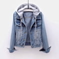 thumbnail image 6 of Women'S Casual Detachable Hoodie Denim Jacket Light Blue XXXL, 6 of 9