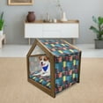 thumbnail image 3 of Retro Pet House, Hand Drawn Vintage Composition of Geometric Shapes Squares Rectangles and Stripes, Outdoor & Indoor Portable Dog Kennel with Pillow and Cover, 5 Sizes, Multicolor, by Ambesonne, 3 of 5