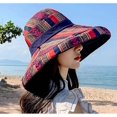 thumbnail image 3 of Women's Sun Hats Summer Beach UV Protection UPF Packable Wide Brim Chin Strap,Can be Worn on Both Sides Oversized Bucket Hat, 3 of 4