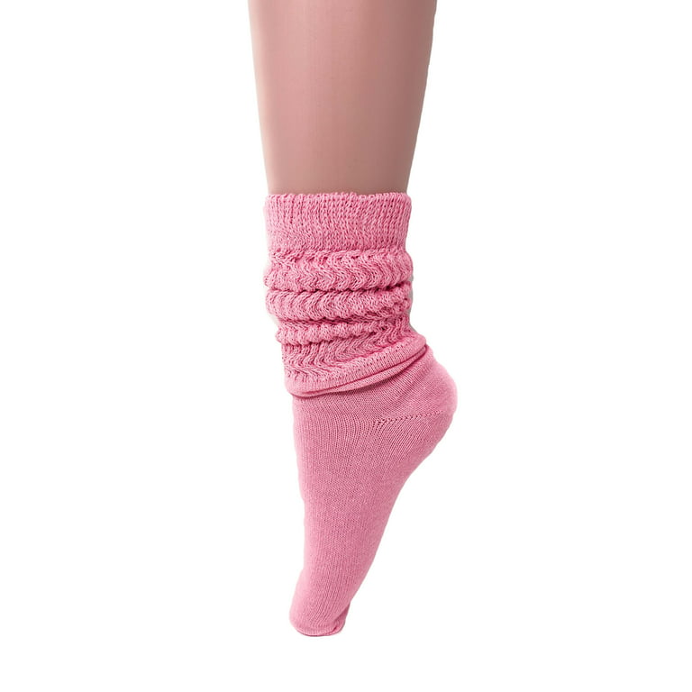 Cotton Lightweight Slouch Socks for Women Pink 2 PAIRS Size 9-11