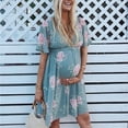 thumbnail image 2 of Women's Floral Maternity Ruffle Surplice Nursing Dress, 2 of 8