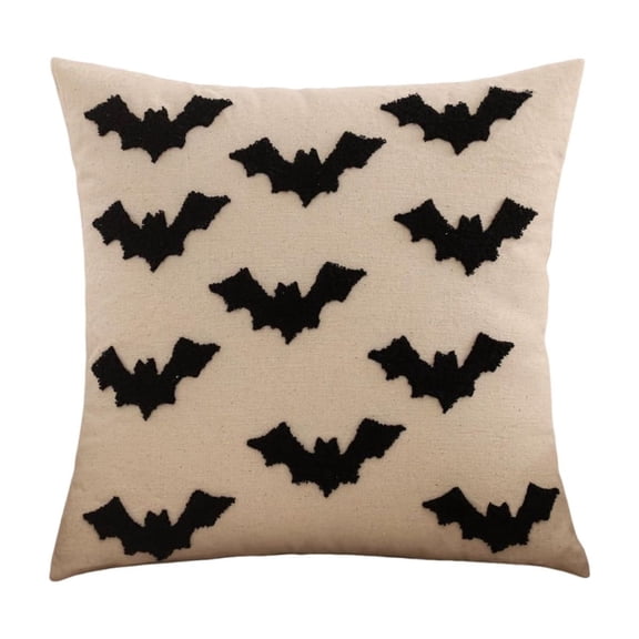 Halloween Throw Pillow Covers 18x18 inch, Black Bats Embroidery Pillow Cases Thanksgiving Holiday Cushions Covers Home Party Fall Decor Pillowcases Cushion Covers for Sofa Bed Couch