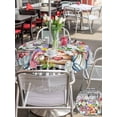 thumbnail image 4 of Spring Flowers Outdoor Tablecloth - 54 Inch Round Dining Table Cover, Farmhouse Black Plaid Wood Grain Waterproof Outdoor Table Cloth with Umbrella Hole & Zipper for Picnic/Patio/Party, 4 of 7