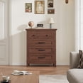 thumbnail image 3 of 4 Drawer Dresser for Bedroom,34.8" Tall Bedroom Dresser with Large Drawer& Black Handles,Wooden Storage Organizer Cabinet Chest of Drawer for Living Room,Hallway, 3 of 7