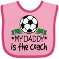 thumbnail image 3 of Inktastic Soccer My Daddy is the Coach Boys or Girls Baby Bib, 3 of 4