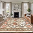 thumbnail image 2 of Floral Butterfly Large Area Rugs 5x8 ft Retro Pink Floral Leaf Butterfly Pink Glass Washable Rug Non Slip Indoor Carpet Absorbent Floor Mat for Living Room Bedroom Dining Room, 2 of 9