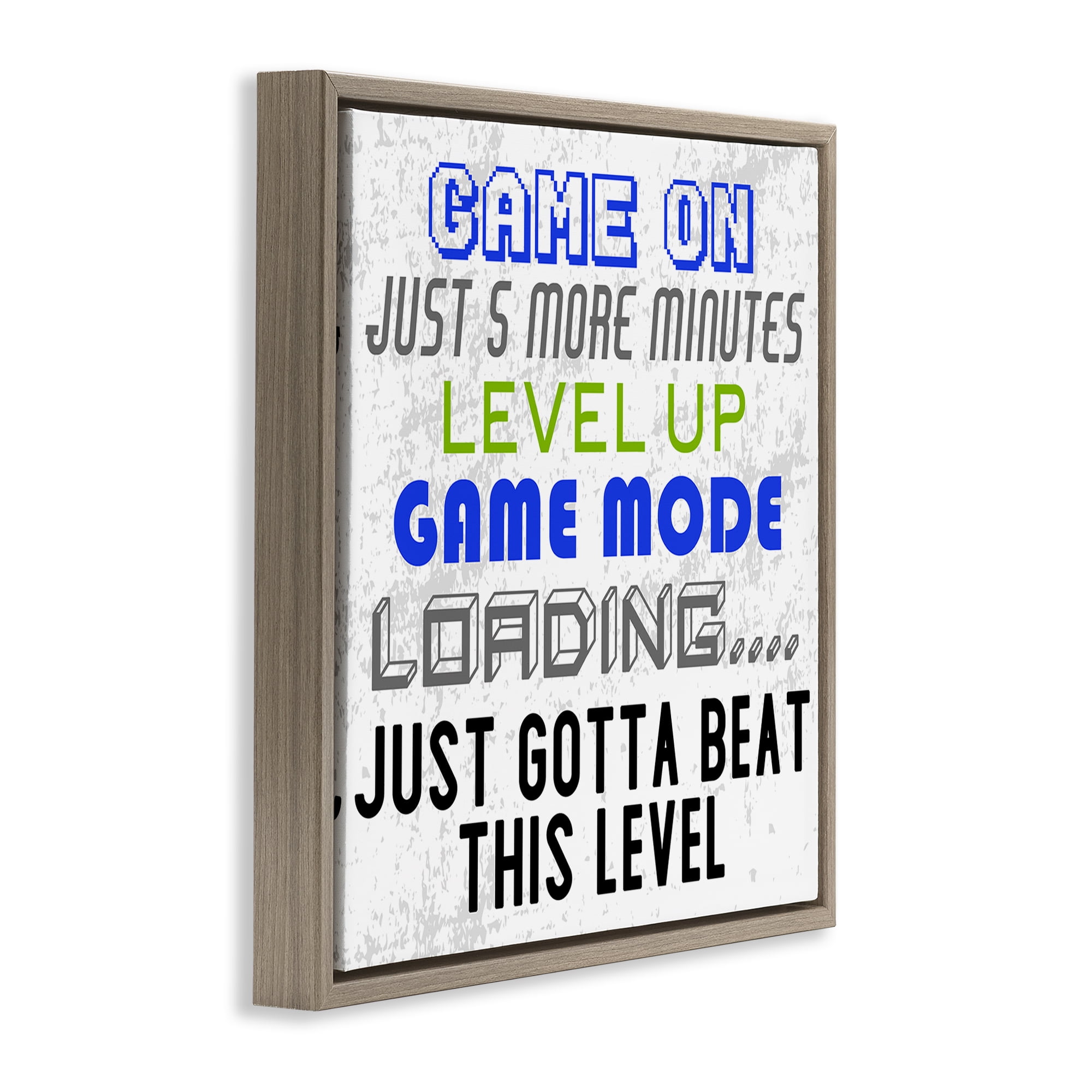 Stupell Industries Game Mode Phrases Entertainment Painting Brown Floater Framed Canvas Art Print Wall Art, 18 x 18