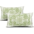 thumbnail image 2 of Lime Green Gray Ethnic Boho Rectangular Throw Pillow Covers 12X20 Inch Set of 2 Bohemian Carpet Pattern Vintage Lumbar Pillow Cases Grey Floral Pillow Cover Home Decor for Sofa Couch Porch Outdoor, 2 of 5