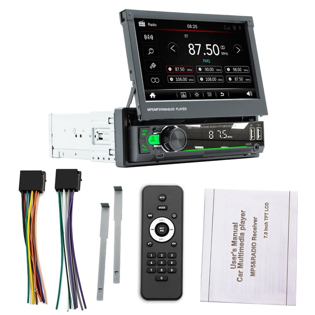 Riwesomey MP5 para coche de 7 pulgadas, manos libres, compatible con Bluetooth, 5,1, 800x480pix, Control del volante, Radio reiniciable USB Dual, Combinaciones de reproductor de DVD/TV para coche Riwesomey VI017138-00B