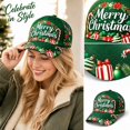 thumbnail image 2 of Green Ajustable Christmas Baseball Hat for Adults, Colorful Xmas Embroidered Novelty Cozy Twill Cotton Cap, Funny Christmas Gifts, 2 of 6
