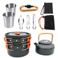 thumbnail image 2 of Utensilios de cocina al aire libre Camping Picnic plegable Vajilla Non-Stick 2-3 personas Pote reutilizable Freíranjado con bolsa de almacenamiento 11 Piezas Naranja Monstrate OD003506-02B, 2 of 7